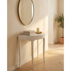 Consolle mezzaluna laccata bianca con cassetto – 4 gambe