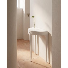 Consolle mezzaluna laccata bianca con cassetto – 3 gambe