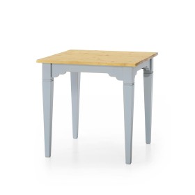 Tavolo in abete laccato azzurro con piano miele 80x80 – Stile country chic