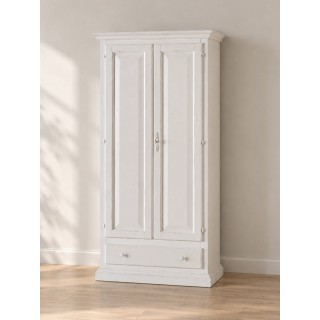 Armadio 2 Ante con Cassetto Stile Provenzale Chiusura a Chiave