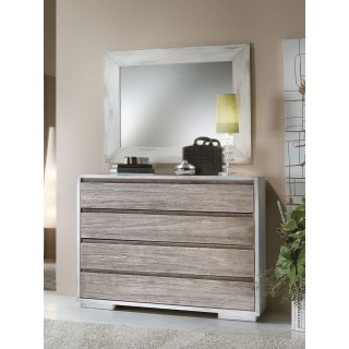 Comò 4 cassetti in legno di pioppo pennellato Grey -  Linea Terra