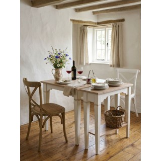 Consolle in abete laccato bianco con piano naturale – stile country 80x30 cm