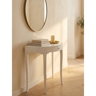 Consolle mezzaluna laccata bianca con cassetto – 4 gambe