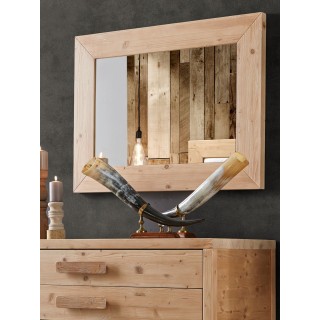 Specchiera con cornice in legno massello di abete naturale spazzolato