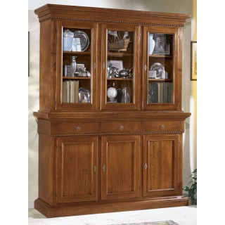 Credenza con alzata 3 ante e 3 cassetti stile classico con cornicioni