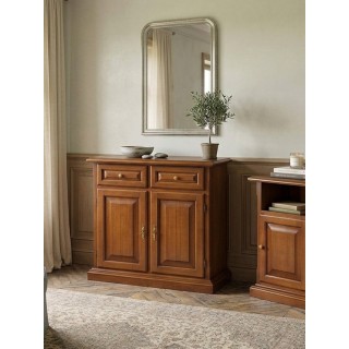 Credenzina classica in legno con 2 cassetti e 2 ante 