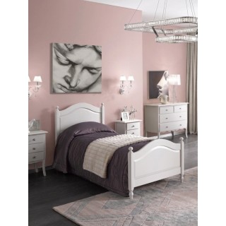 Letto singolo in legno laccato bianco – Collezione Alba