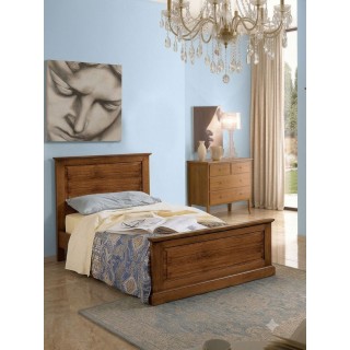 Letto singolo in legno lucidato noce – Stile Bassano lineare