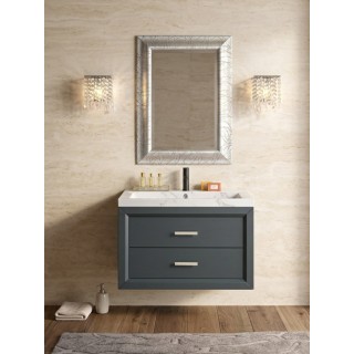 Mobile bagno sospeso moderno in legno massello  con 2 cassetti ammortizzati