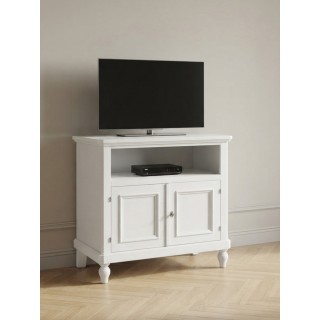 Mobile porta TV in legno laccato bianco con vano a giorno e due ante