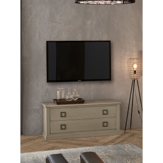 Porta TV in legno con 2 cassetti e maniglie quadrate –  Linea Terra