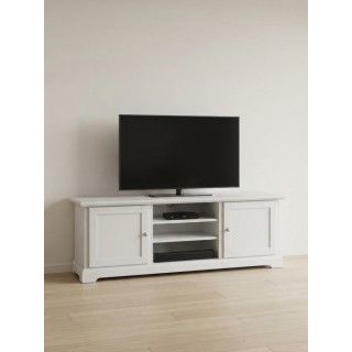 Porta TV Legno Laccato Bianco Ante Laterali Ripiani Alba 160x55 cm