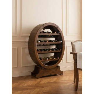 Portabottiglie tondo in legno stile botte – 24 bottiglie