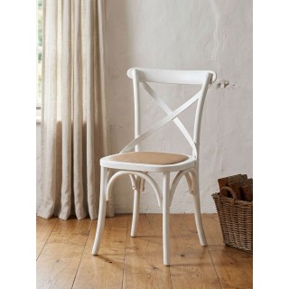 Sedia in olmo laccato bianco con seduta in rattan naturale – Stile country chic