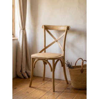 Sedia in olmo naturale lucido con seduta in rattan – Stile country chic
