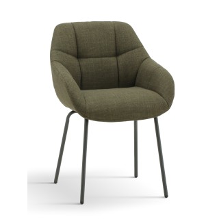 Set 2 sedie design comfort imbottite in tessuto con braccioli 