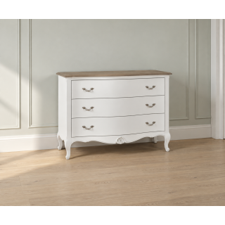 Comò 3 cassetti sagomato shabby chic