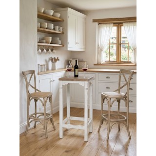 Tavolino da bar in legno laccato bianco con piano naturale – Stile country chic