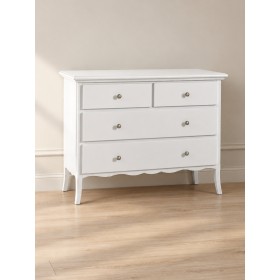 Comò Laccato Bianco 4 Cassetti Shabby Chic
