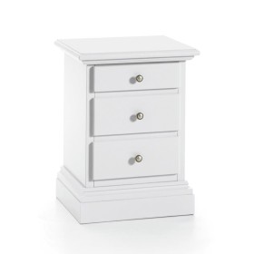 Comodino in legno laccato bianco con 3 cassetti – stile classico