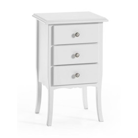 Comodino Laccato Bianco 3 Cassetti Shabby Chic Impiallacciato Interni | Essenza Viva