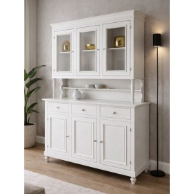 Credenza Legno Alzata Vetrina Bianco Opaco Alba 160x221 cm