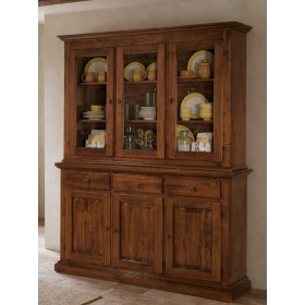 Credenza con alzata vetrata 3 ante e 3 cassetti arte povera