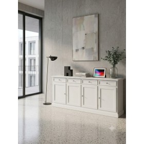 Credenza grande in legno laccato bianco con 4 ante e 4 cassetti