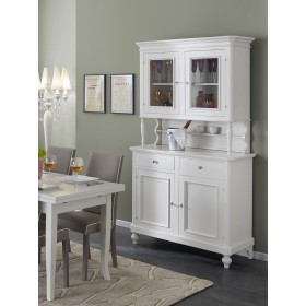 Credenza bianca con alzata 2 ante e 2 cassetti laccato bianco opaco