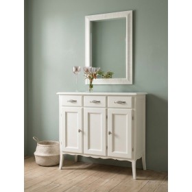 Credenzina shabby chic 3 ante e 3 cassetti con base sagomata