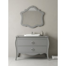 Mobile Bagno Luxury 2 Cassetti Grigio Perla Swarovski Marmo L117 | Essenza Viva