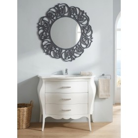 Mobile Bagno Luxury Bombato 3 Cassetti Bianco Gloss Marmo L108 | Essenza Viva